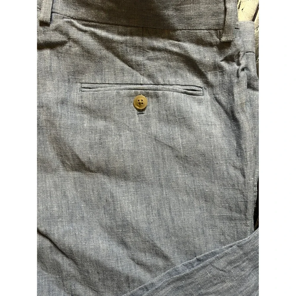 Joseph Abboud Mens Light Blue Linen Blend Flat Front Straight Leg Pants